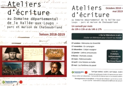 Programme ateliers d’écriture à la Maison de Chateaubriand